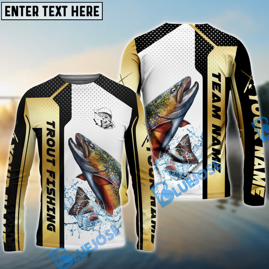 Bluejose Trout Fishing Golden Premium Dynamic Strike Custom Name & Team Name 3D Shirts