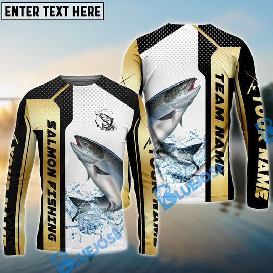 Bluejose Salmon Fishing Golden Premium Dynamic Strike Custom Name & Team Name 3D Shirts