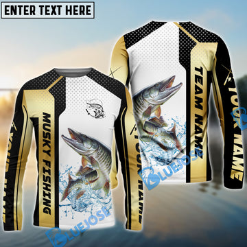 Bluejose Musky Fishing Golden Premium Dynamic Strike Custom Name & Team Name 3D Shirts