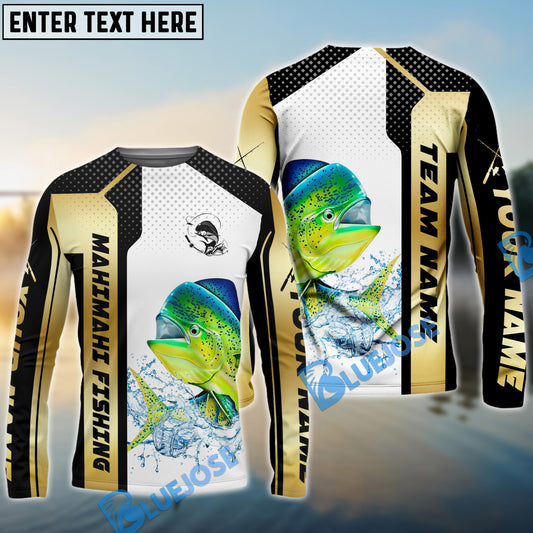 Bluejose Mahimahi Fishing Golden Premium Dynamic Strike Custom Name & Team Name 3D Shirts
