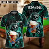 BlueJose Billiards Ball 8 Fire Skull Beer Personalized Name, Team Name Shirt (6 Colors)