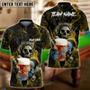 BlueJose Billiards Ball 8 Fire Skull Beer Personalized Name, Team Name Shirt (6 Colors)