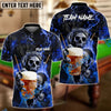 BlueJose Billiards Ball 8 Fire Skull Beer Personalized Name, Team Name Shirt (6 Colors)