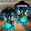 BlueJose Bowling And Pins Burning King Crown Customized Name, Team Name 3D Shirt (4 Colors)