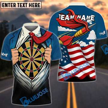 BlueJose Darts American Super Arrow Man Personalized Name Shirt