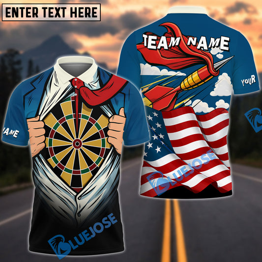 BlueJose Darts American Super Arrow Man Personalized Name Shirt