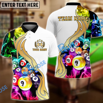 BlueJose Billiards Ball 9 Golden Smoke Pattern Personalized Shirt (2 Colors)