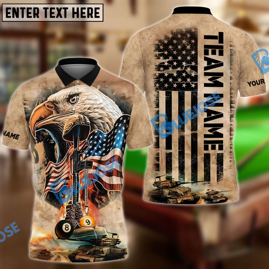 BlueJose Billiards Ball 8 & 9 Eagle Flag Veteran Customized Name, Team Name 3D Shirt