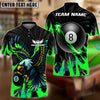 BlueJose Billiards Ball 8 Eagle Flame Personalized Name Shirt (4 Colors)