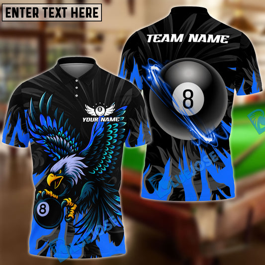 BlueJose Billiards Ball 8 Eagle Flame Personalized Name Shirt (4 Colors)