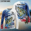 Bluejose Crappie Fishing Patriotic American Flag Wave White Skin Custom Name & Team Name 3D Shirts