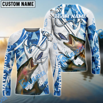 Bluejose Trout Fishing Jumping Fish Rope Hook Ocean Theme Custom Name & Team Name 3D Shirts