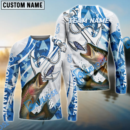 Bluejose Trout Fishing Jumping Fish Rope Hook Ocean Theme Custom Name & Team Name 3D Shirts