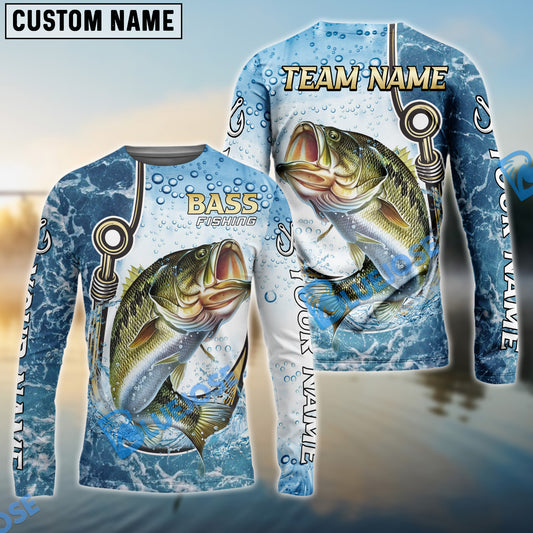 Bluejose Bass Fishing Golden Hook Graphic Sport Custom Name & Team Name 3D Shirts