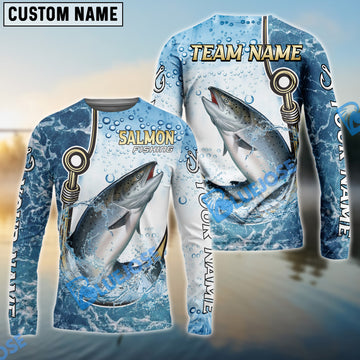 Bluejose Salmon Fishing Golden Hook Graphic Sport Custom Name & Team Name 3D Shirts