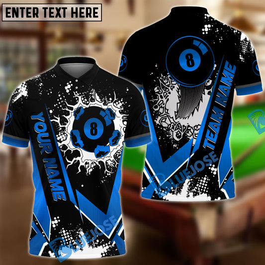 BlueJose Billiards Black Gold 8 Ball Design Personalized Name Shirt (4 Colors)