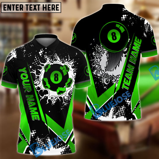 BlueJose Billiards Black Gold 8 Ball Design Personalized Name Shirt (4 Colors)