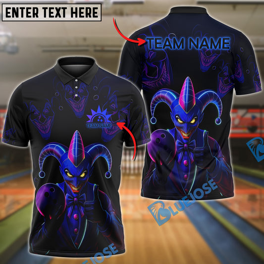 BlueJose Bowling Jester Strike Customized Name, Team Name 3D Shirt (4 Colors)