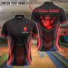BlueJose Bowling And Pins Arrow Armor King Emblem Customized Name, Team Name 3D Shirt (4 Colors)