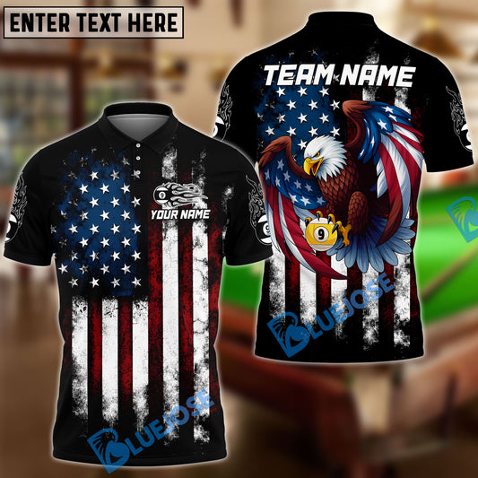BlueJose Billiards Ball 8 And 9 Eagle Retro US Flag Personalized Shirt (2 Colors)