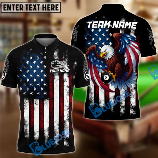 BlueJose Billiards Ball 8 And 9 Eagle Retro US Flag Personalized Shirt (2 Colors)