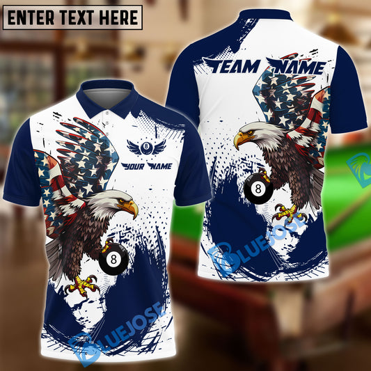BlueJose Billiards 8-Ball Pool Eagle Paint Personalized Name Shirt (4 Colors)