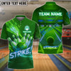 BlueJose Bowling And Pins Neon Strike Lane Customized Name, Team Name 3D Shirt (4 Colors)