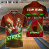 BlueJose Bowling And Pins Neon Strike Lane Customized Name, Team Name 3D Shirt (4 Colors)