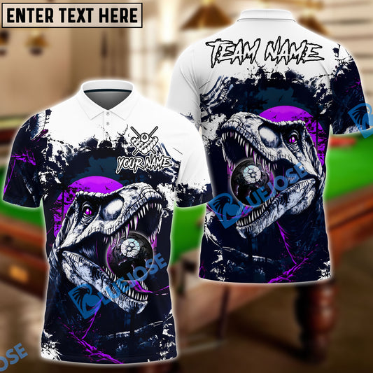 BlueJose Billiards 8-Ball T-Rex Dinosaur Personalized Name Shirt (4 Colors)