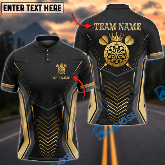 BlueJose Darts Royal Dartboard Gold Crown Design Customized Name, Team Name 3D Shirt (4 Colors)