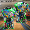 BlueJose Bowling And Pins Graffiti Art Cool Ball Customized Name, Team Name 3D Shirt (4 Colors)