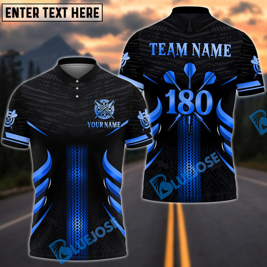 BlueJose Darts Golden 180 Target Strike Design Customized Name, Team Name 3D Shirt (4 Colors)
