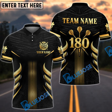 BlueJose Darts Golden 180 Target Strike Design Customized Name, Team Name 3D Shirt (4 Colors)