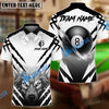 BlueJose Billiards 8-Ball Wolf Pattern Personalized Name Shirt (4 Colors)