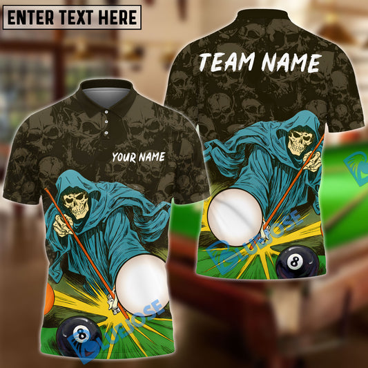 BlueJose Billiards Ball 8 Pool Reaper Comic Style Personalized Name, Team Name Unisex Shirt