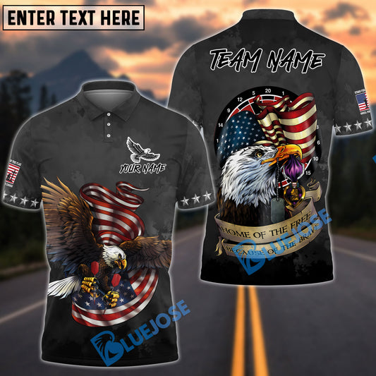 BlueJose Darts Home Of Free Eagle Flag Patriot Customized Name, Team Name 3D Shirt (4 Colors)
