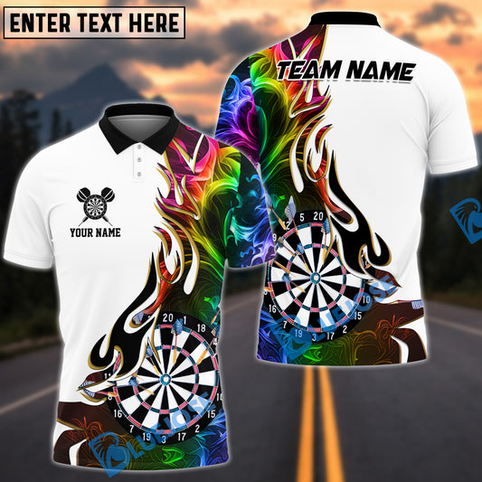 BlueJose Darts Golden Line Flame Dartboard Art Design Personalized Name, Team Name Shirt (6 Colors)