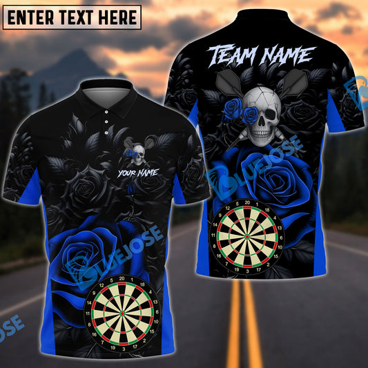 BlueJose Darts Skull And Roses Customized Name, Team Name 3D Shirt (4 Colors)