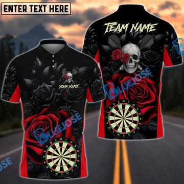 BlueJose Darts Skull And Roses Customized Name, Team Name 3D Shirt (4 Colors)