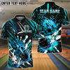 BlueJose Bowling And Pins Flame Skull Strike Customized Name, Team Name 3D Shirt (4 Colors)
