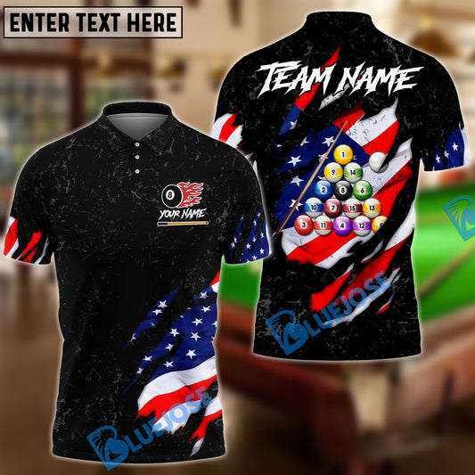 BlueJose Billiards Ball 8 White And Black Scratch US Flag Personalized Shirt (2 Colors)