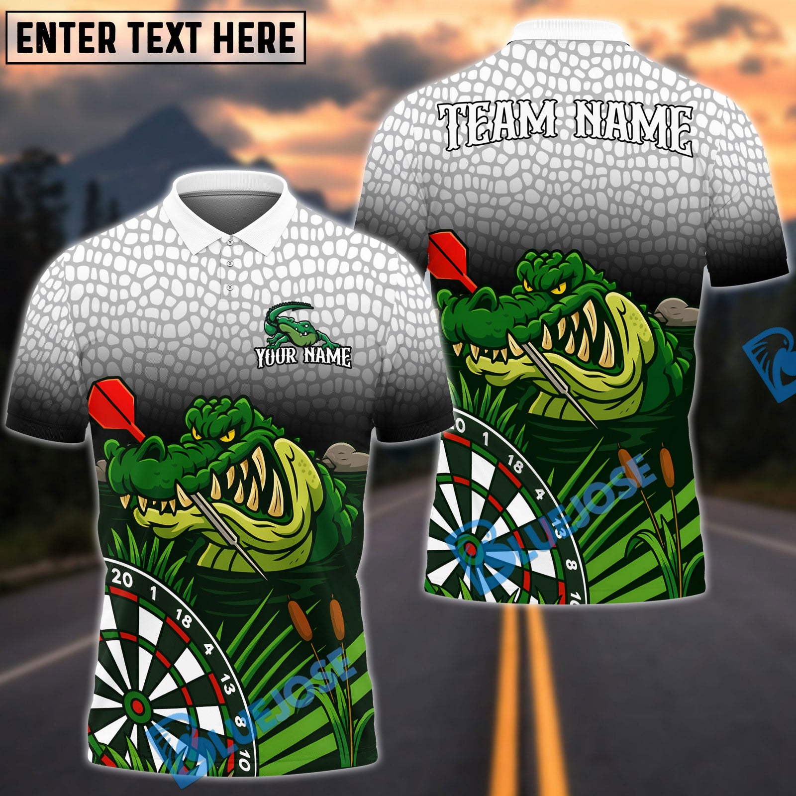 BlueJose Darts Alligator Customized Name, Team Name 3D Shirt (4 Colors)