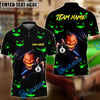 BlueJose Billiards Ball 8 Halloween Pumpkin Scary Head Personalized Name, Team Name Unisex Shirt (4 Colors)