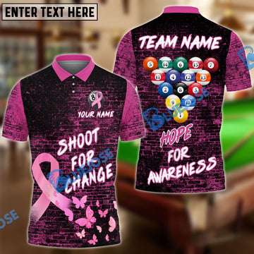 BlueJose Billiards Ball 8 Shoot For Change Hope For Awareness Personalized Name, Team Name Unisex Shirt (4 Colors)