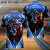 BlueJose Bowling Crown King Flame Customized Name, Team Name 3D Shirt (4 Colors)