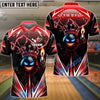 BlueJose Bowling Crown King Flame Customized Name, Team Name 3D Shirt (4 Colors)