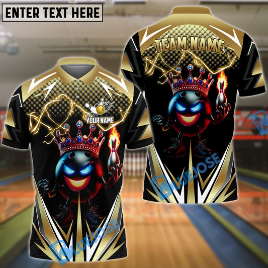 BlueJose Bowling Crown King Flame Customized Name, Team Name 3D Shirt (4 Colors)