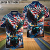 BlueJose Bowling American Eagle Thunder Lightning Customized Name, Team Name 3D Shirt (4 Colors)
