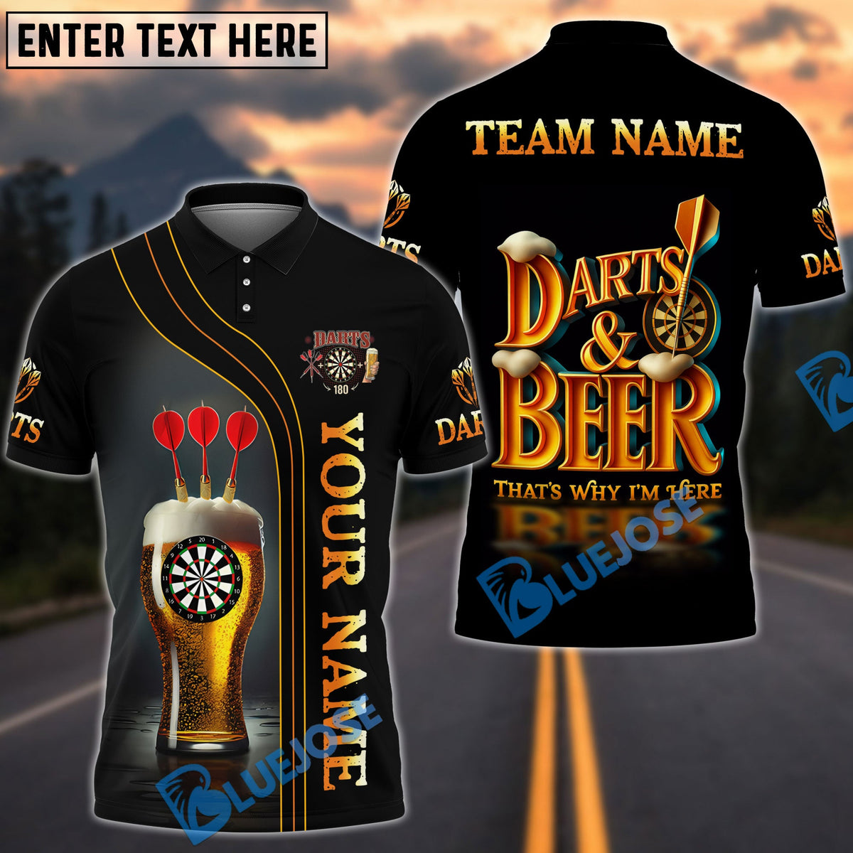 BlueJose Darts &amp; Beer That's Why I'm Here Personalized Name Shirt