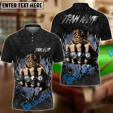 BlueJose Billiards 8-Ball Punch Ring Washed Pattern Personalized Name, Team Name Unisex Shirt (4 Colors)